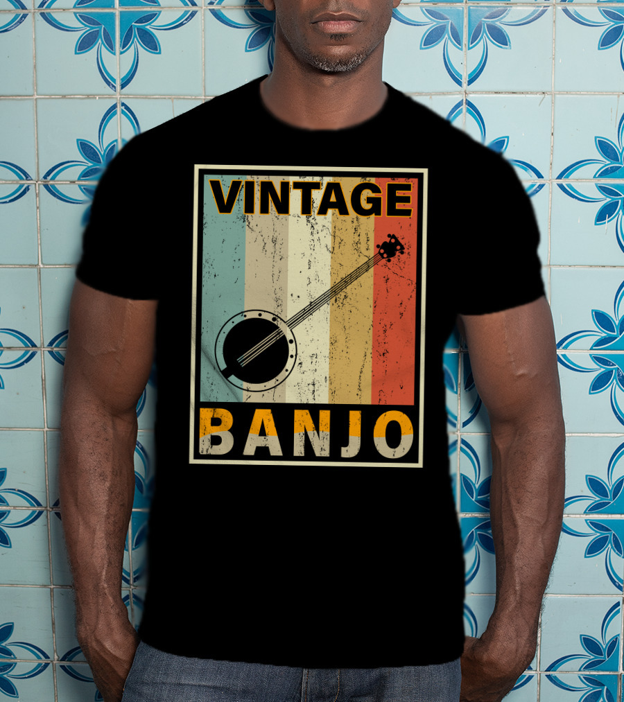 Vintage Banjo Retro Stripes T-Shirt