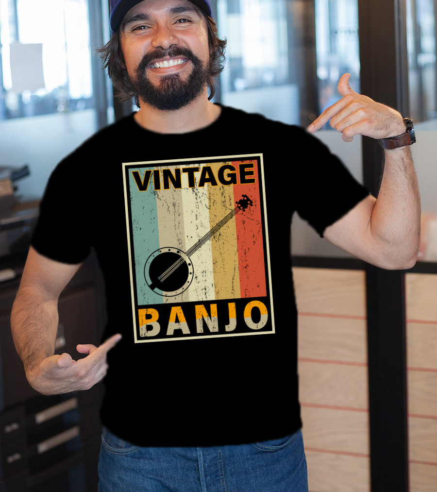 Vintage Banjo Retro Stripes T-Shirt
