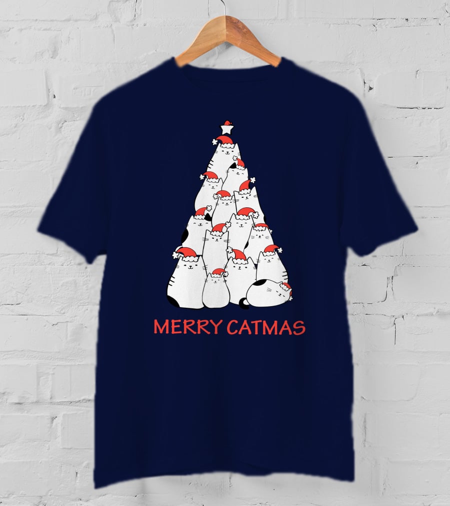 Merry Catmas Funny Cat Love Christmas Tree Cats T-Shirt