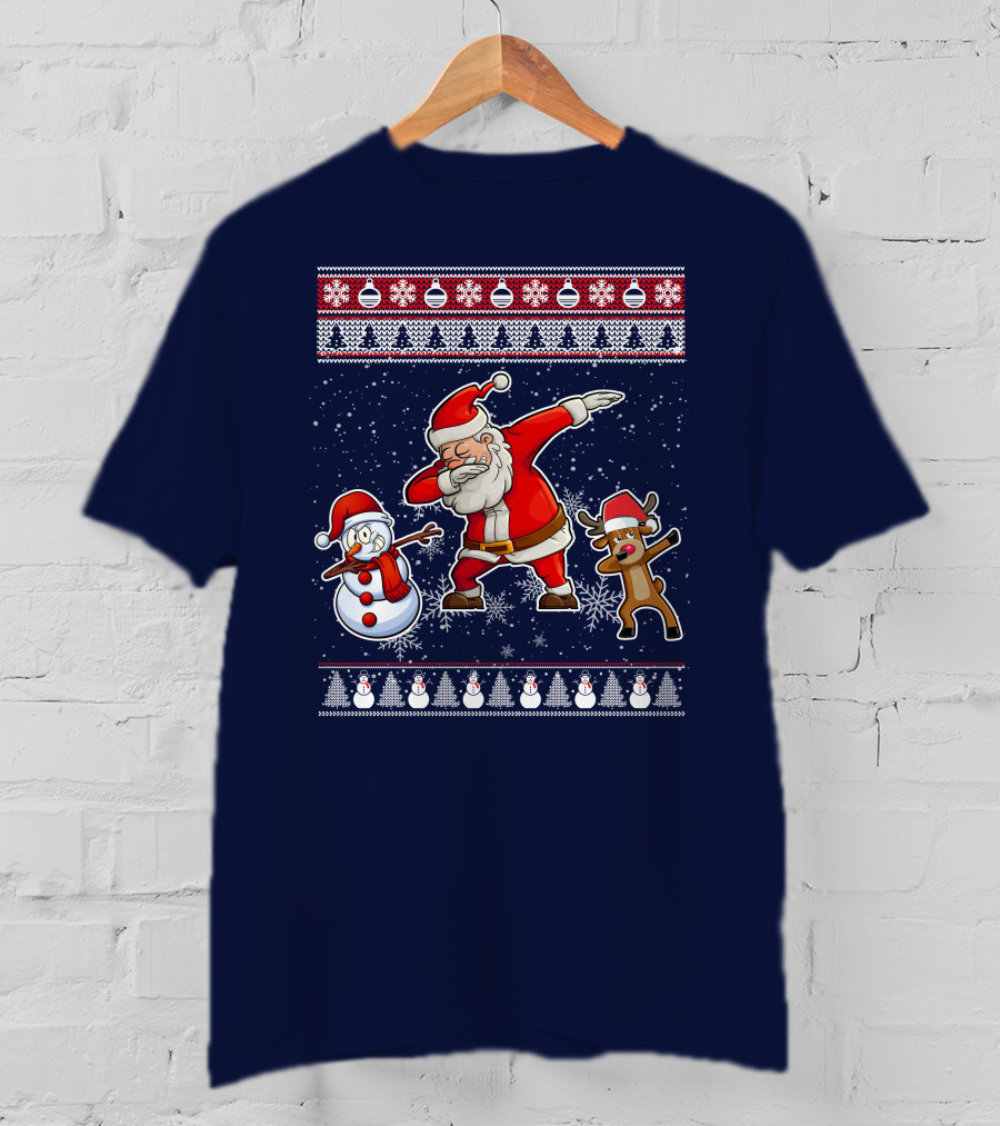 Santa Dabbing Santa Claus Snowman Reindeer Christmas Dabing T-Shirt