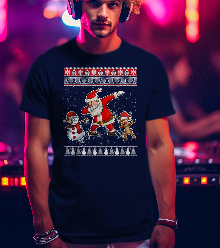 Santa Dabbing Santa Claus Snowman Reindeer Christmas Dabing T-Shirt