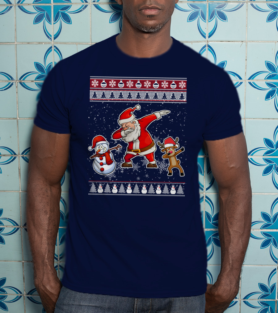 Santa Dabbing Santa Claus Snowman Reindeer Christmas Dabing T-Shirt