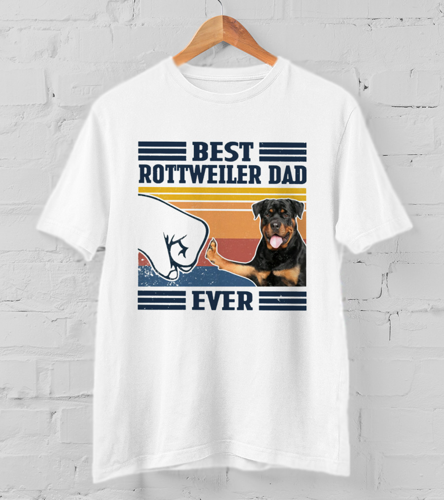 Best Rottweiler Dad Ever Vintage Fist Bump Stripes T-Shirt