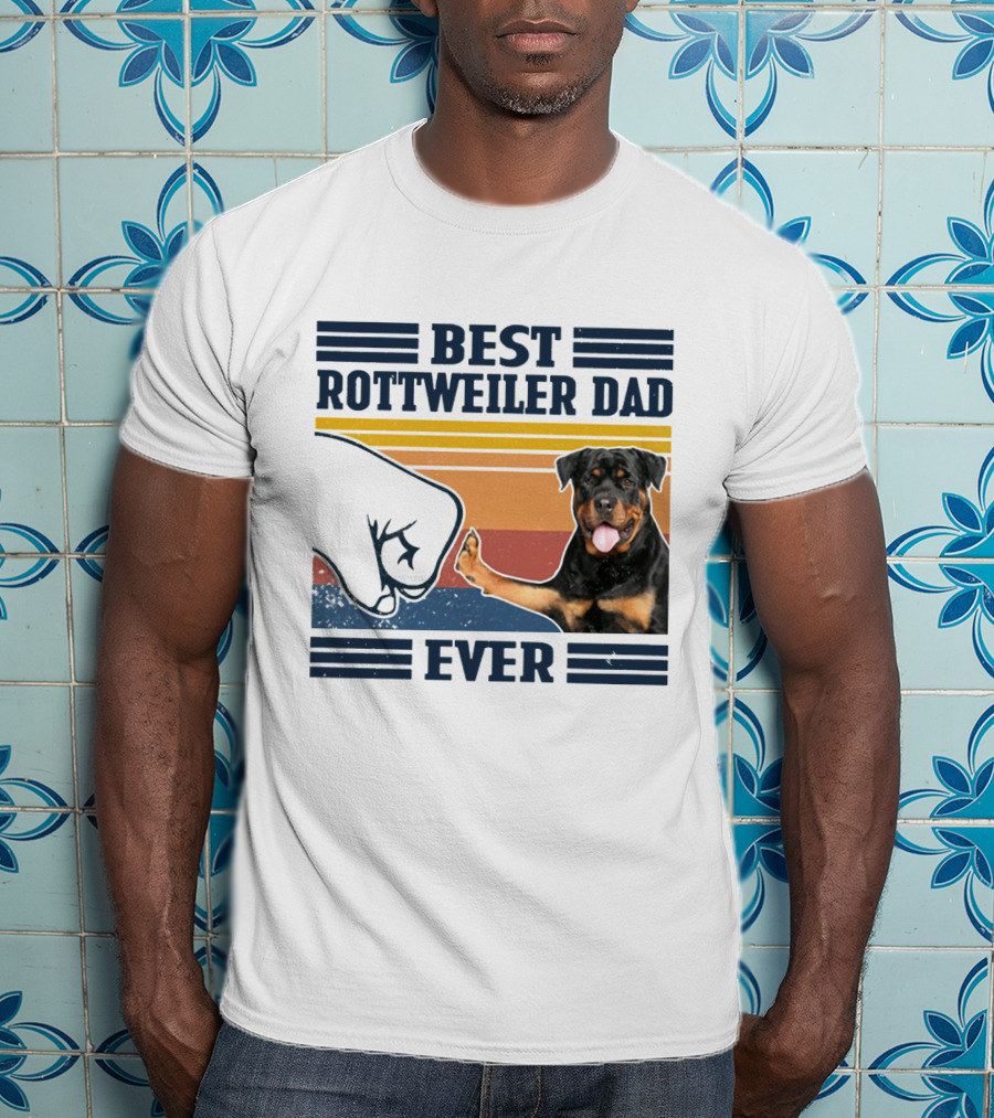 Best Rottweiler Dad Ever Vintage Fist Bump Stripes T-Shirt