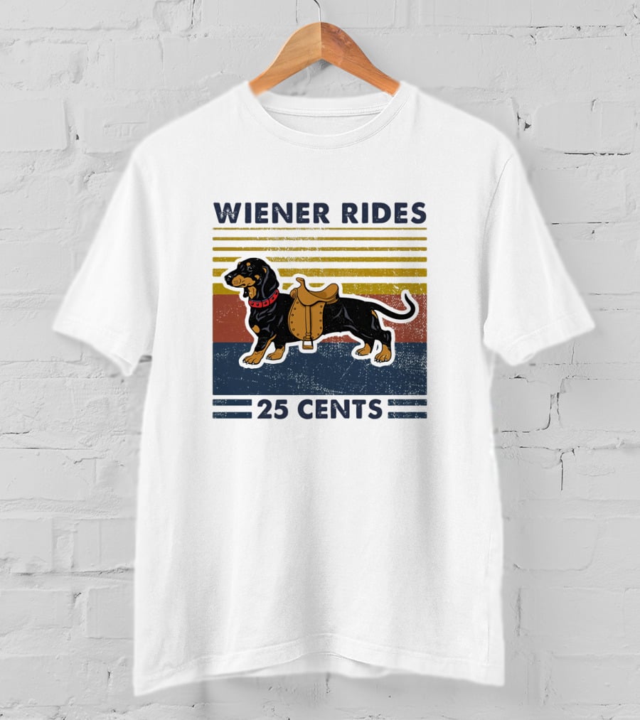 Wiener Rides Dachshund 25 Cents Retro Stripes T-Shirt