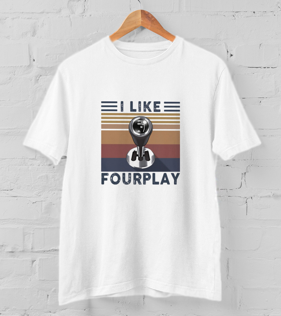 I Like Fourplay Gear Shift Retro Stripes T-Shirt