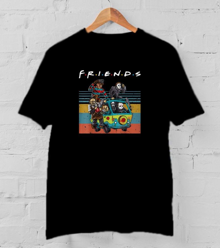 FRIENDS IT Halloween Horror Movie Characters In Mystery Machine T-Shirt