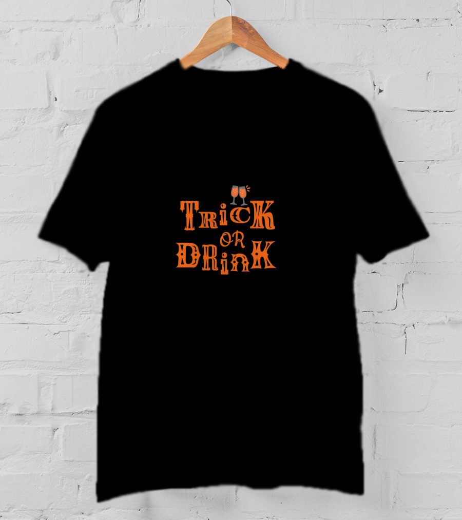 Trick Or Drink Halloween Celebration With Clinking Glasses T-Shirt