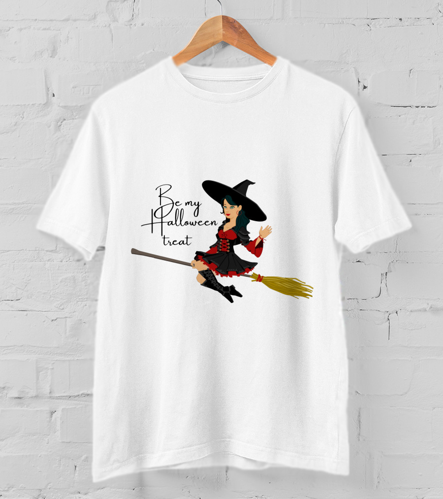 Be My Halloween Treat Witch On Broomstick T-Shirt