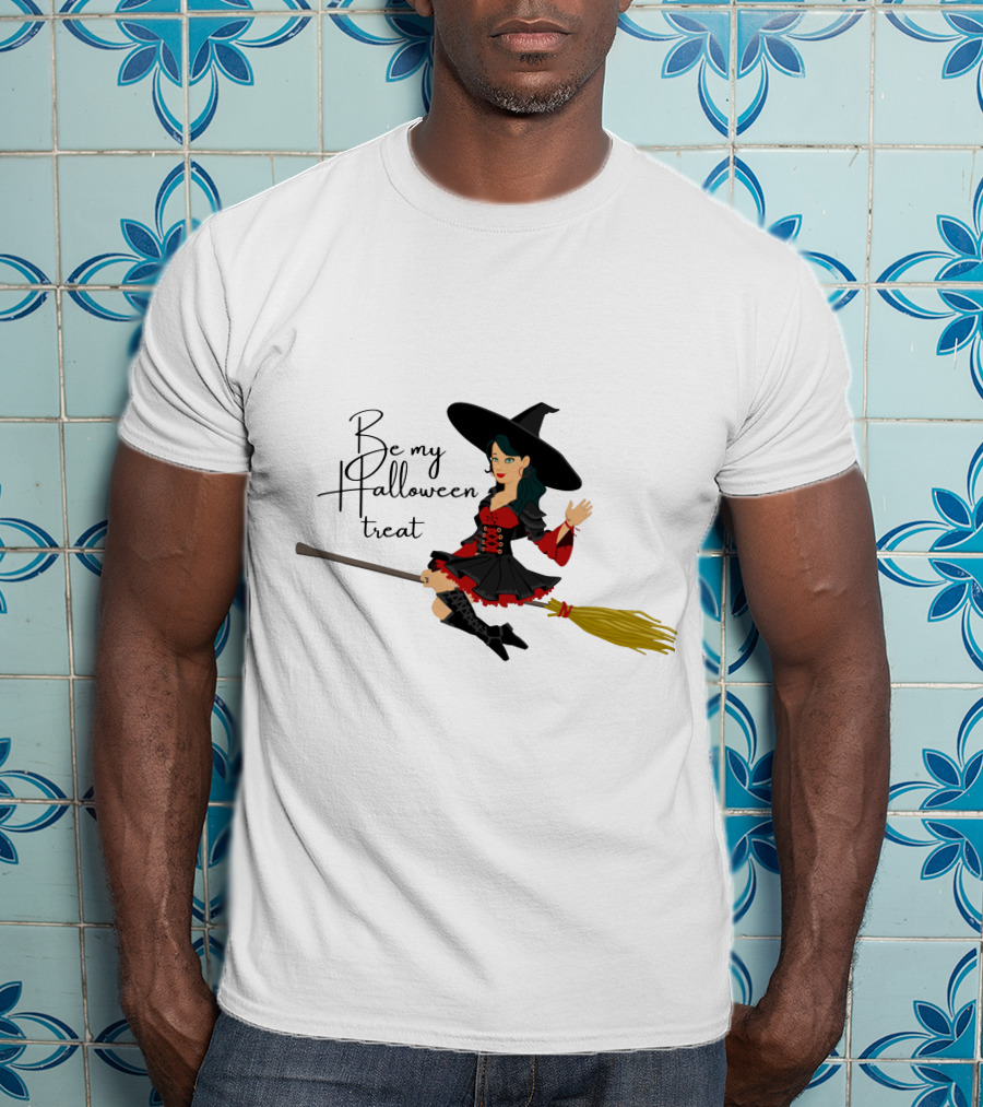 Be My Halloween Treat Witch On Broomstick T-Shirt