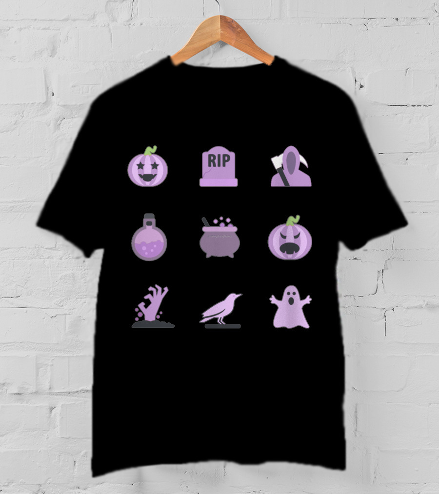 Pastel Purple Halloween Pack With Spooky Icons And Elements T-Shirt
