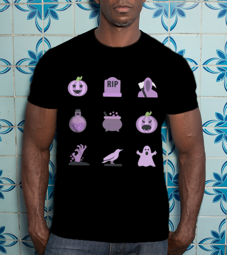 Pastel Purple Halloween Pack With Spooky Icons And Elements T-Shirt