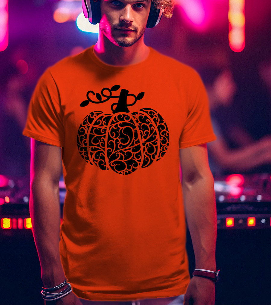 Fall Pumpkin Swirly Pumpkin Women Cute Fall T-Shirt