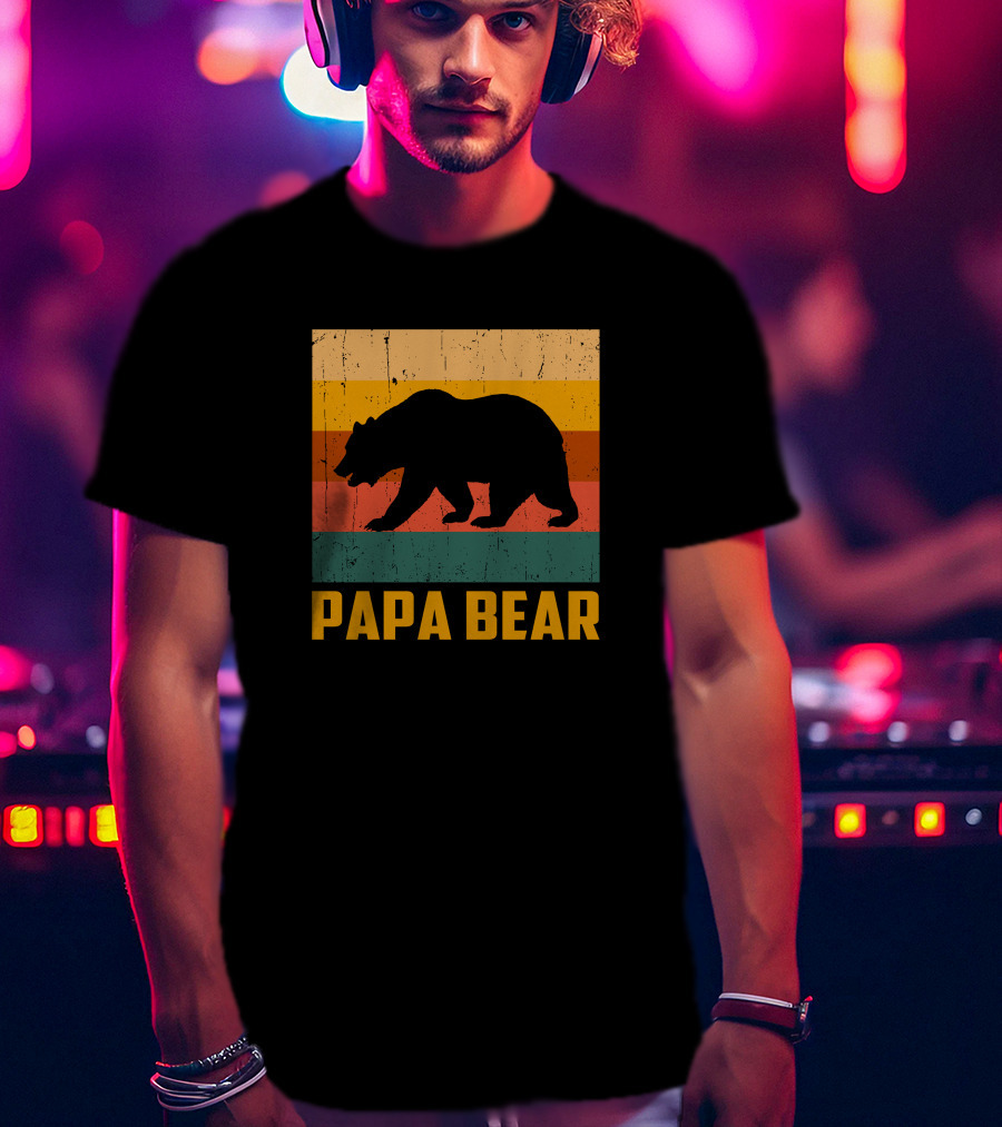 Papa Bear Dad Vintage Retro Bear T-Shirt