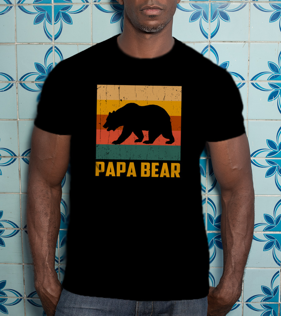 Papa Bear Dad Vintage Retro Bear T-Shirt
