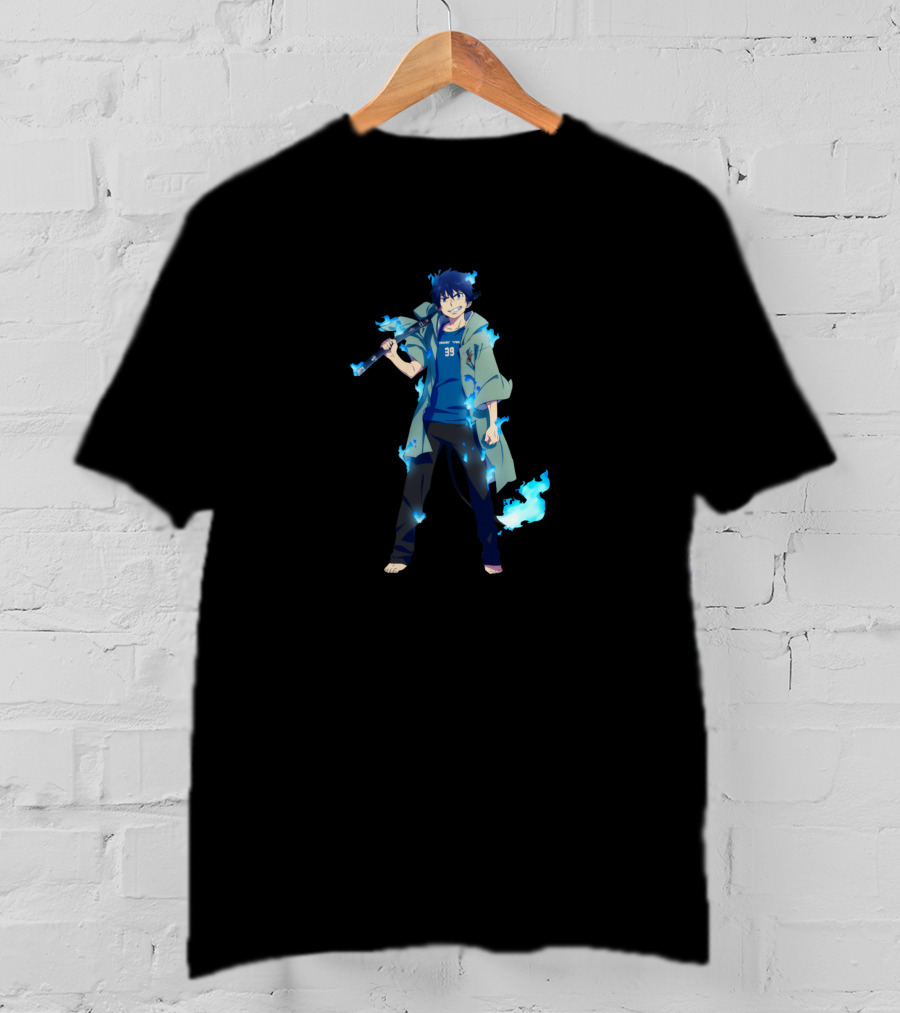 Blue Flames Anime Character With Number 39 T-Shirt