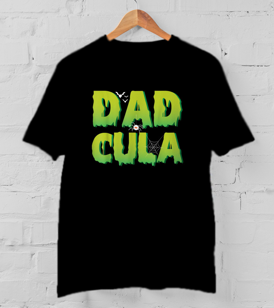 Dadcula Funny Halloween Dad Costume With Spider And Bat Graphics T-Shirt