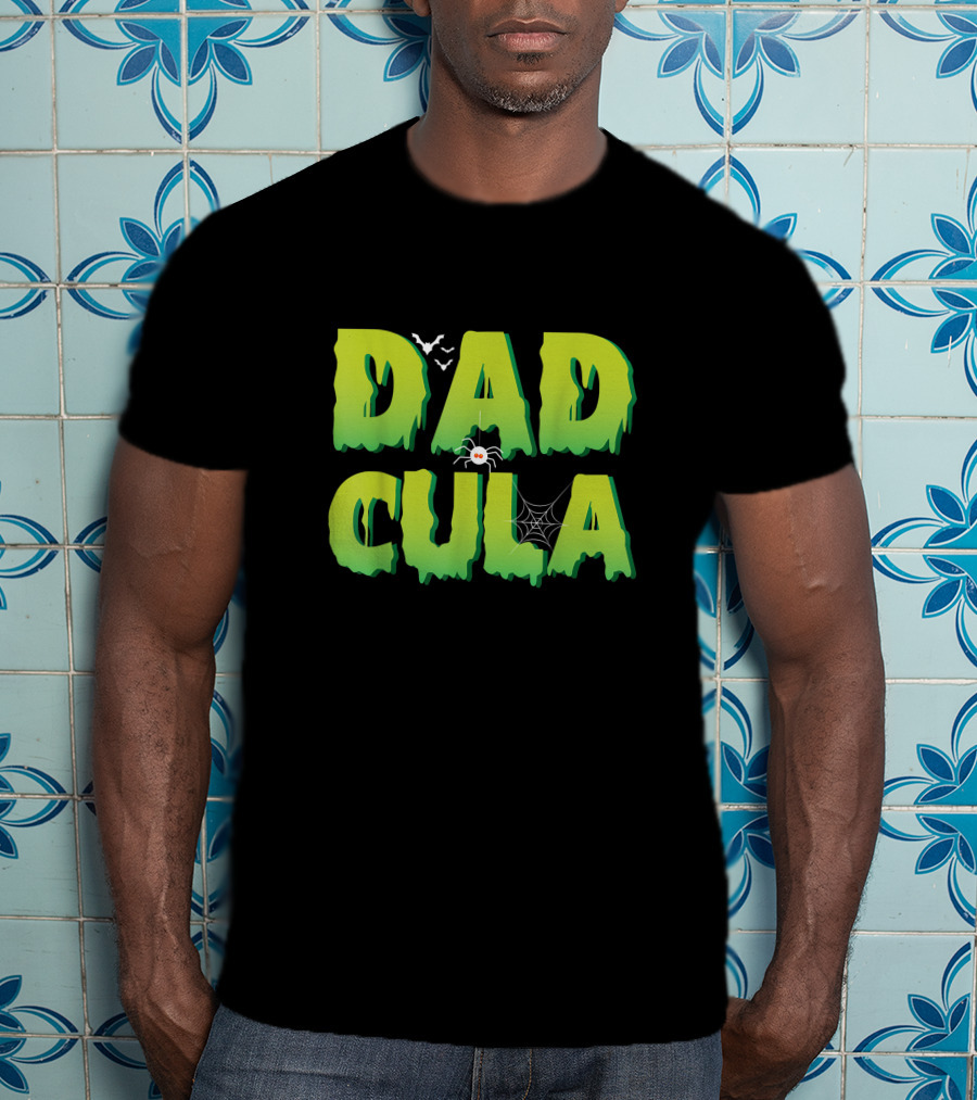 Dadcula Funny Halloween Dad Costume With Spider And Bat Graphics T-Shirt