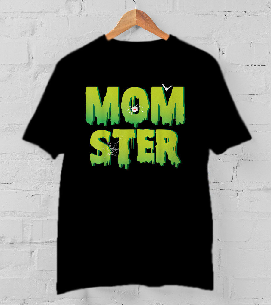 Funny Momster Halloween Costume With Spider And Bat Elements T-Shirt