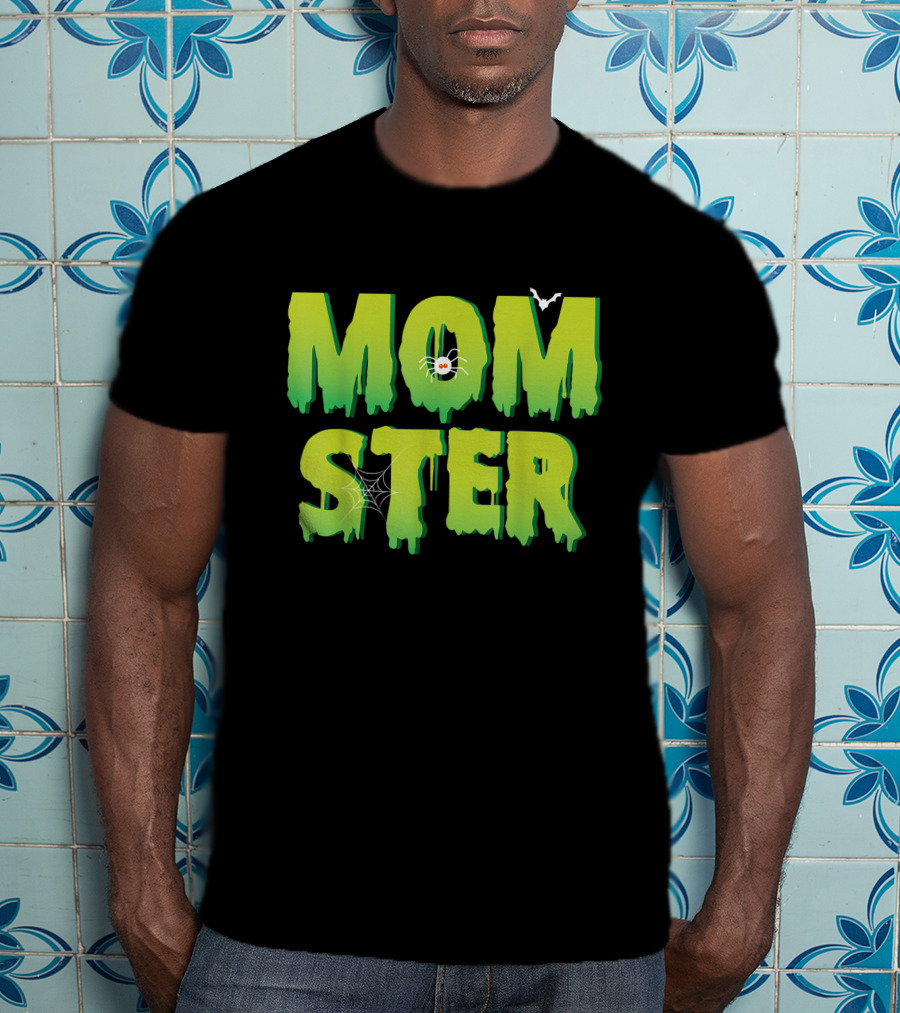 Funny Momster Halloween Costume With Spider And Bat Elements T-Shirt