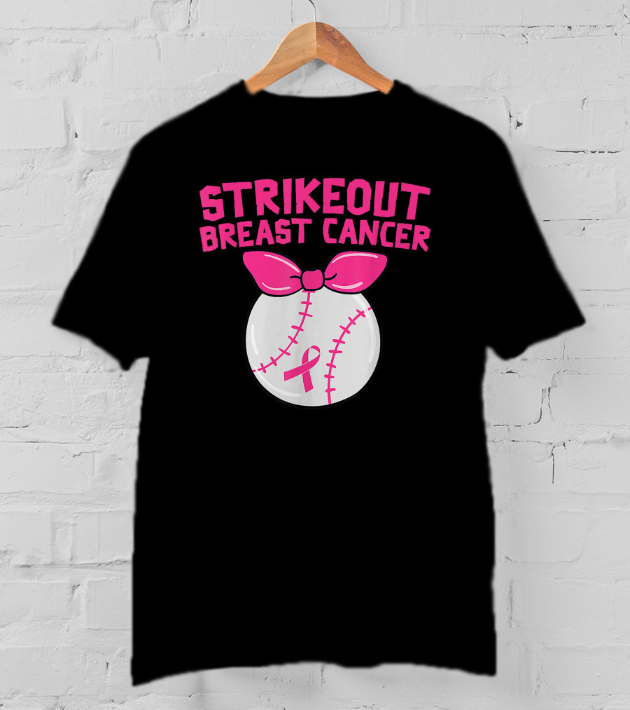 Strikeout Breast Cancer Awareness Baseball Pink T-Shirt