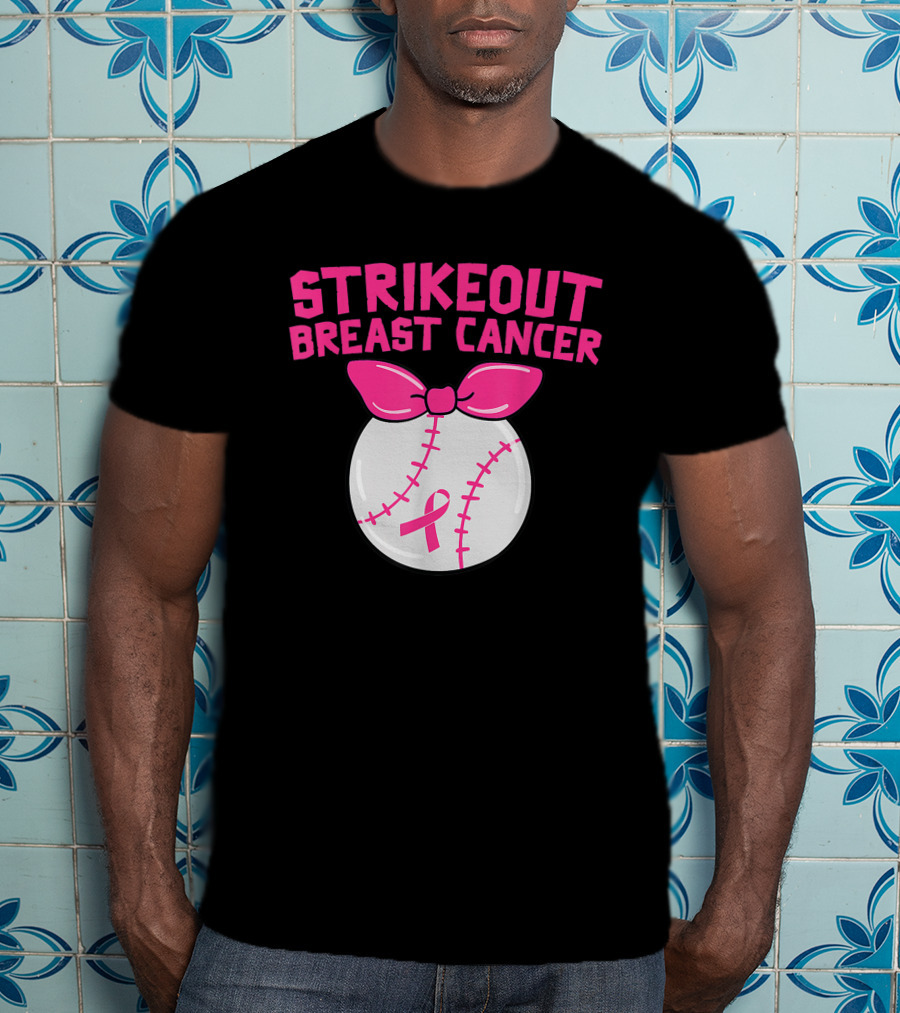 Strikeout Breast Cancer Awareness Baseball Pink T-Shirt