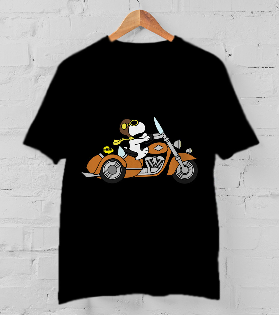 Snoopy Biker Woodstock Motorcycle Adventure T-Shirt