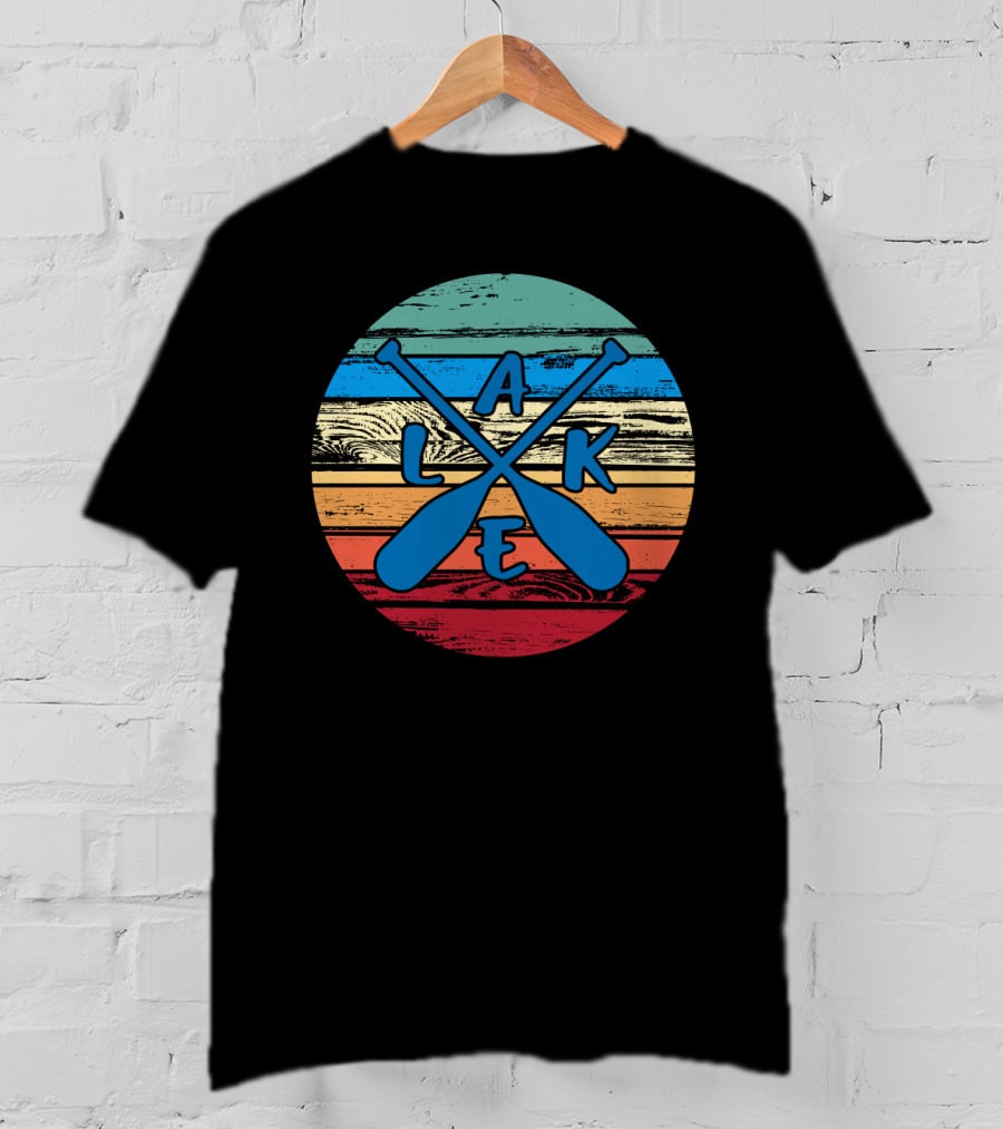 Lake Paddle Cross Rustic Vintage Summer Vacation T-Shirt