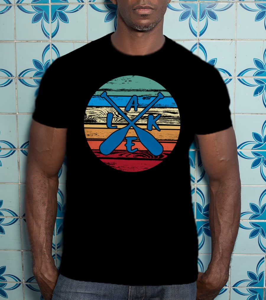 Lake Paddle Cross Rustic Vintage Summer Vacation T-Shirt