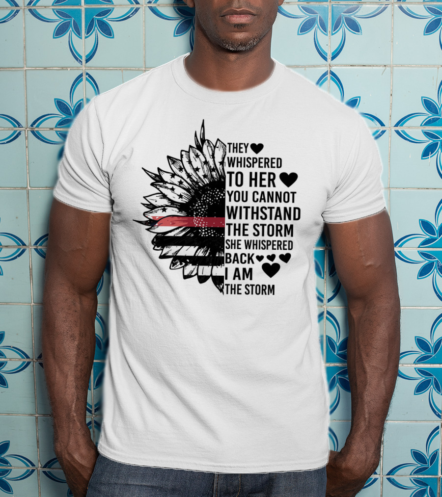 I Am The Storm Sunflower American Flag Veteran T-Shirt