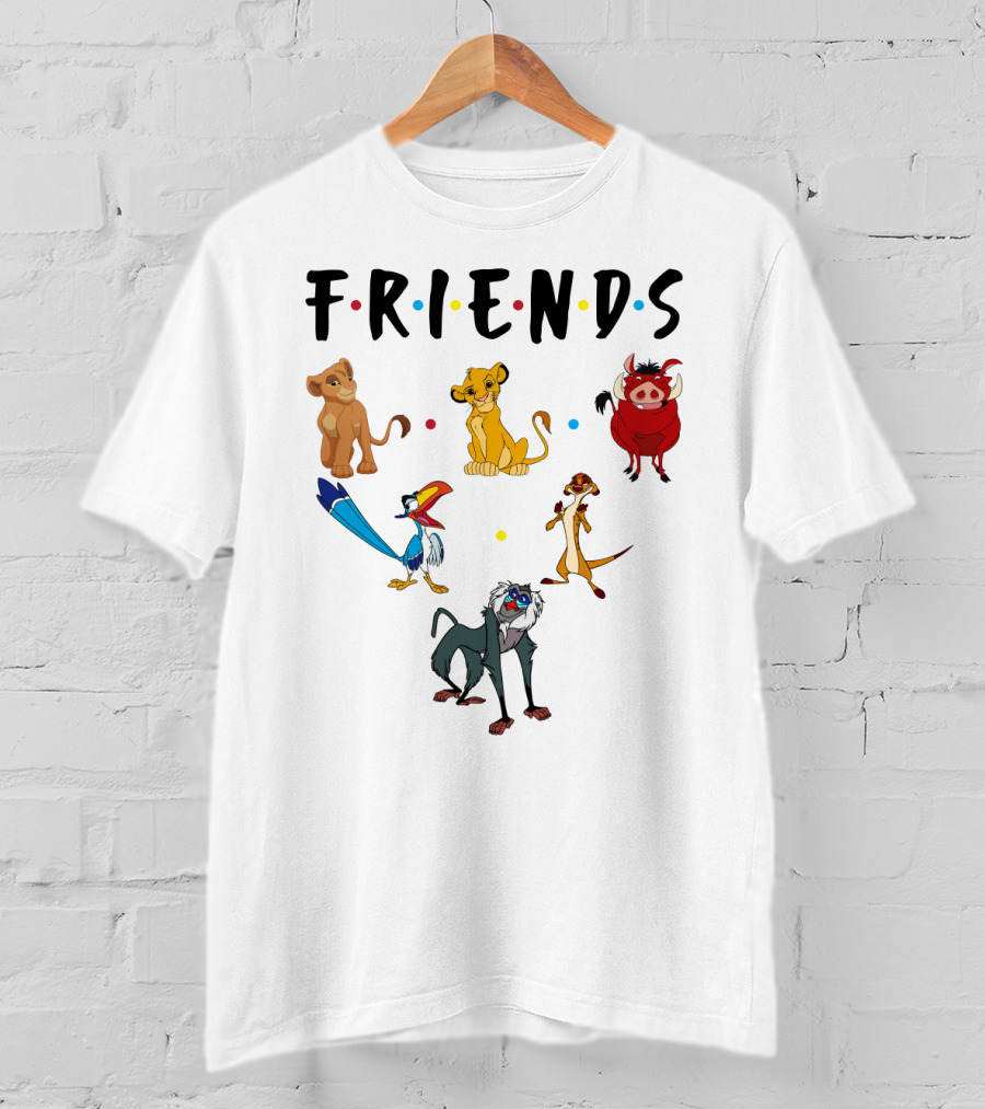 Friends The Lion King Simba Pumbaa Timon Rafiki Zazu Cartoon Characters T-Shirt
