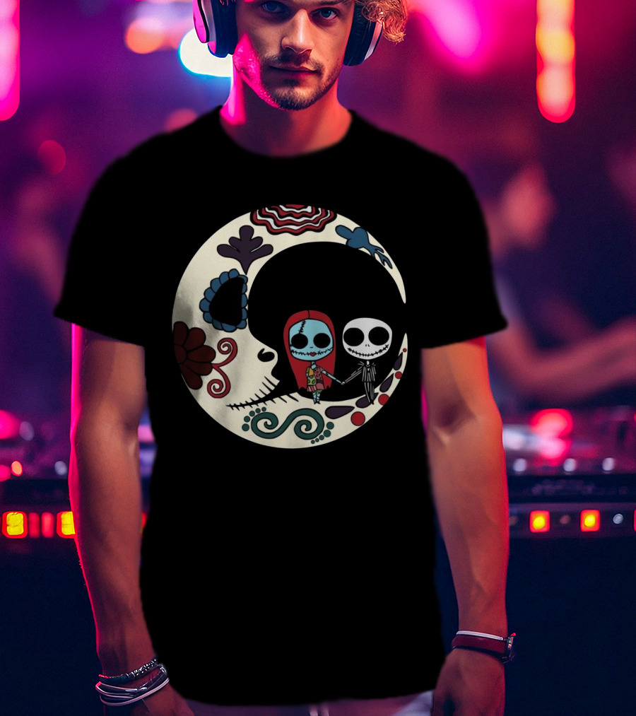 Calavera Moon Jack Skellington Sally Día De Los Muertos T-Shirt