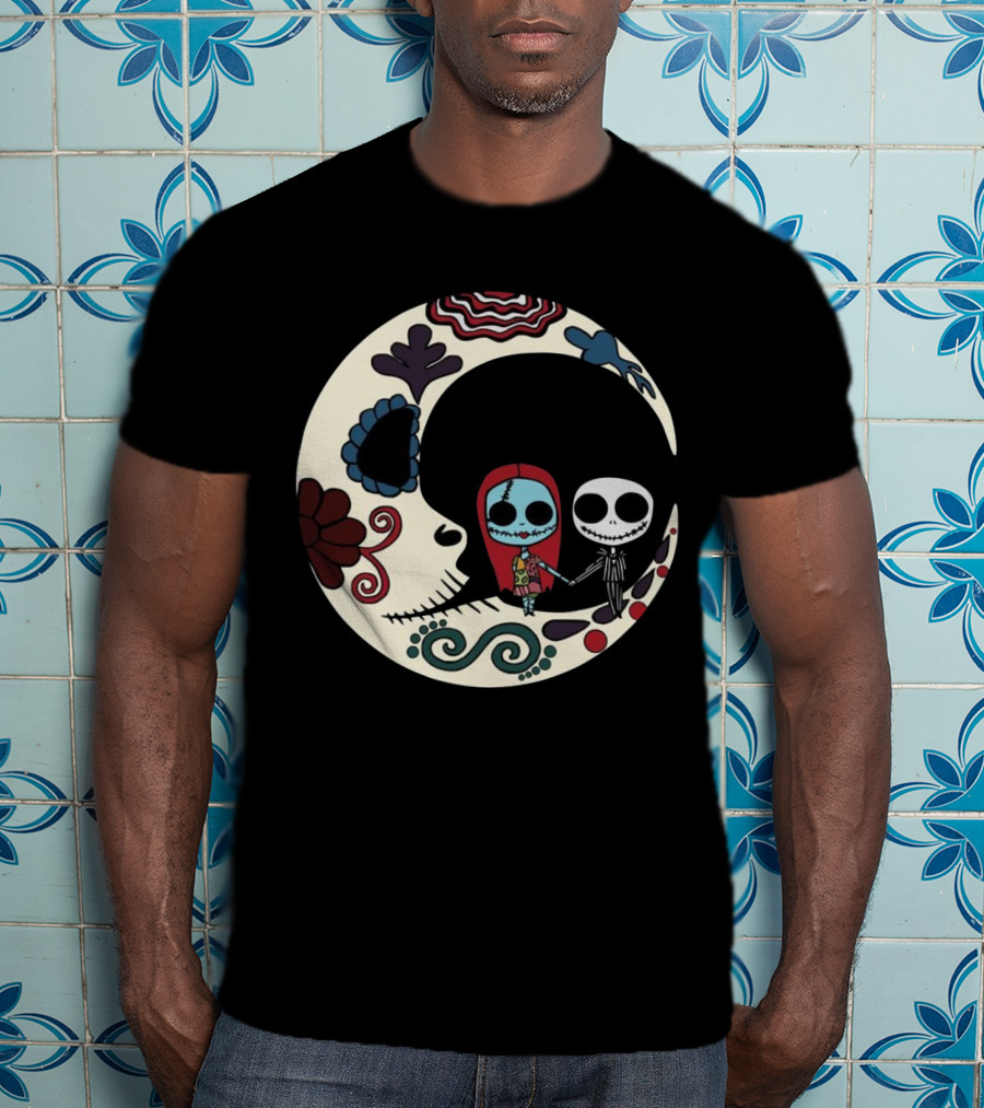 Calavera Moon Jack Skellington Sally Día De Los Muertos T-Shirt