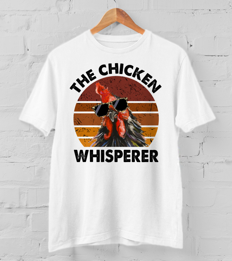 The Chicken Whisperer Retro Sunglasses Vintage Sunset Chicken T-Shirt