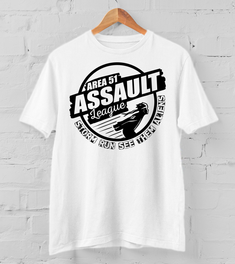 Area 51 Assault League Storm Run See Them Aliens Funny Running Challenge T-Shirt