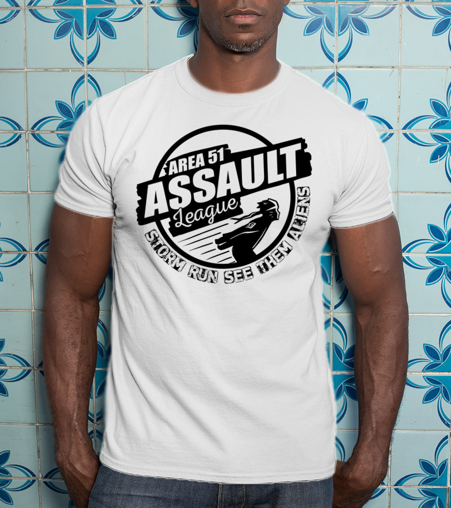 Area 51 Assault League Storm Run See Them Aliens Funny Running Challenge T-Shirt