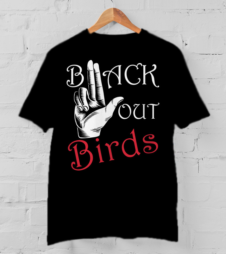 Back Out Birds Funny Pitbull Dog Lovers Sarcasm Hand Gesture T-Shirt