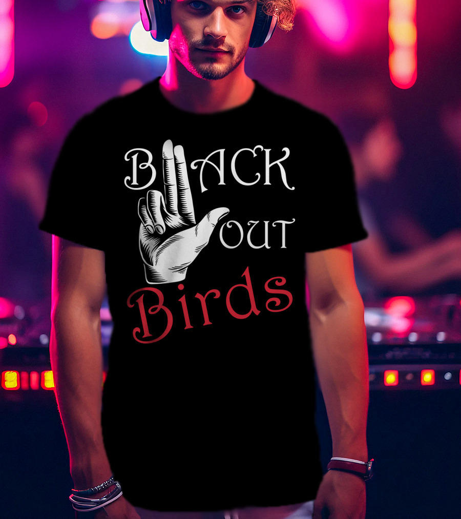 Back Out Birds Funny Pitbull Dog Lovers Sarcasm Hand Gesture T-Shirt