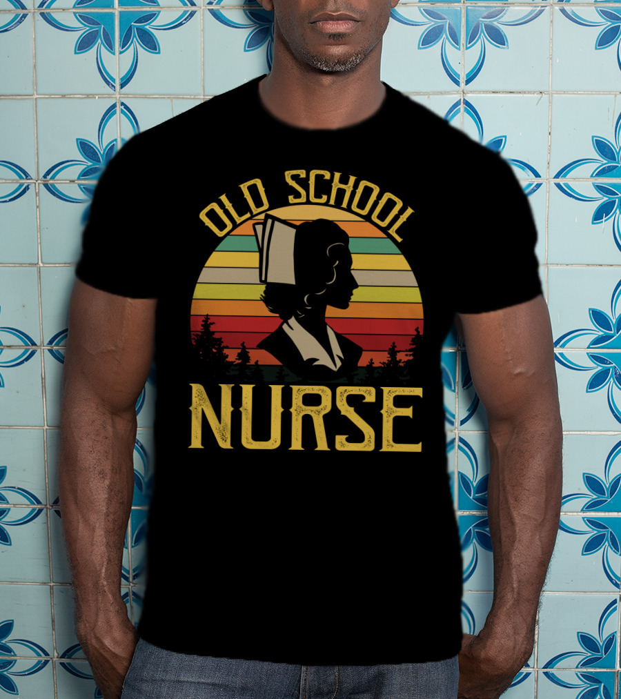Old School Nurse Vintage Sunset T-Shirt
