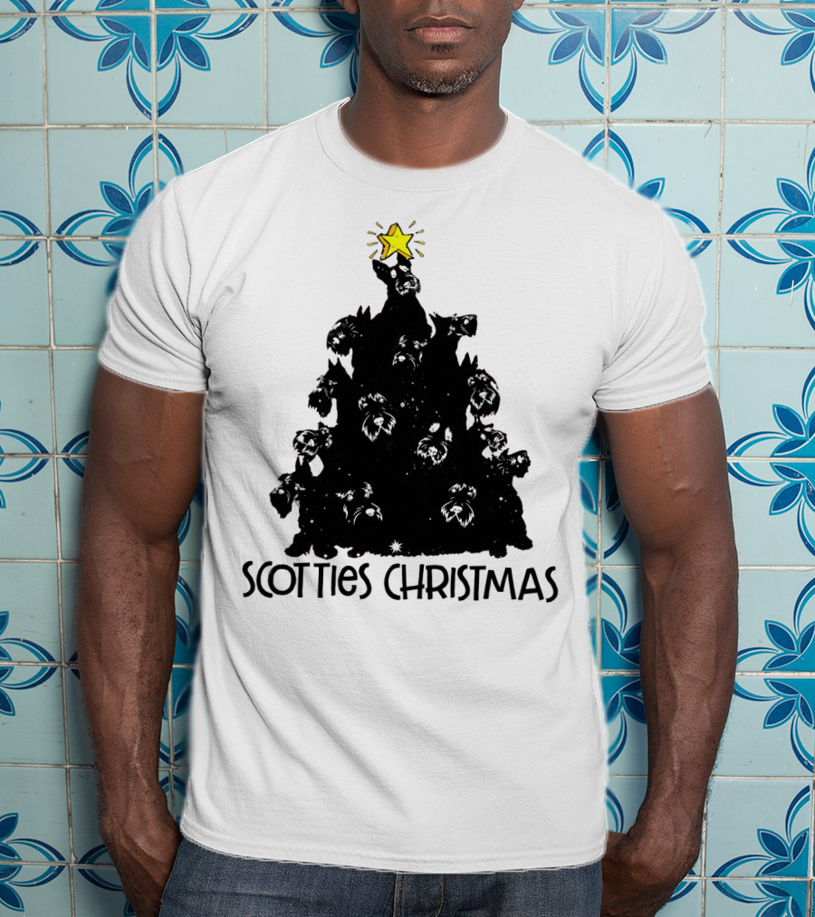 Scotties Christmas Tree With Star T-Shirt