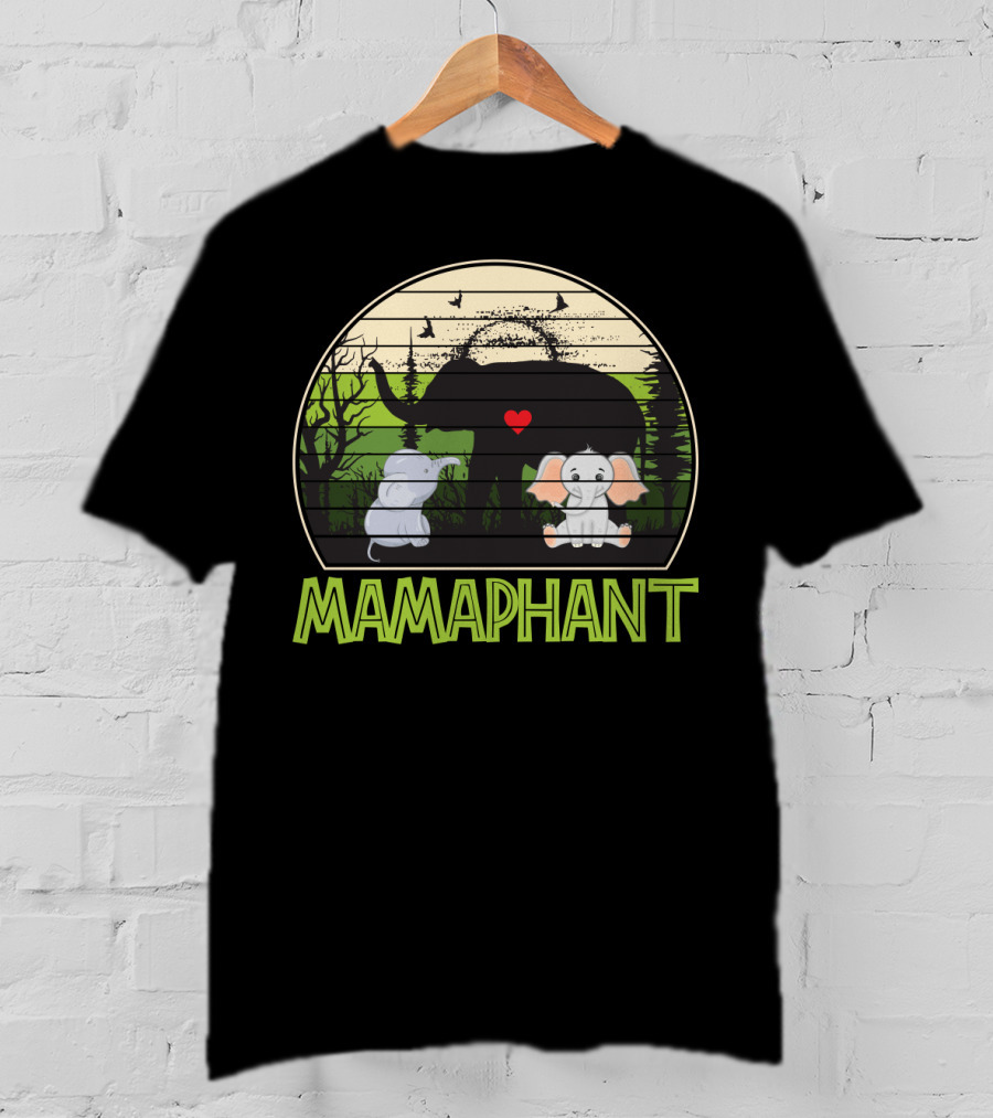 Mamaphant Cute Elephant Mom With Heart And Baby Elephants T-Shirt