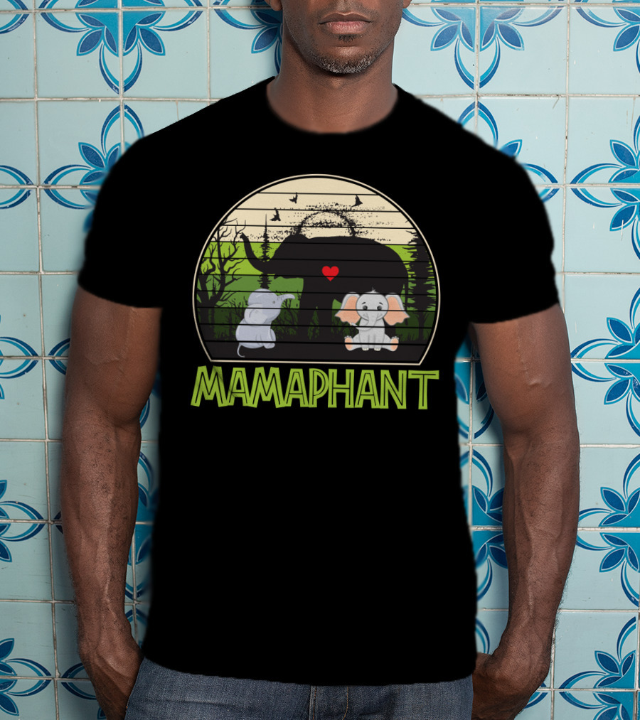 Mamaphant Cute Elephant Mom With Heart And Baby Elephants T-Shirt