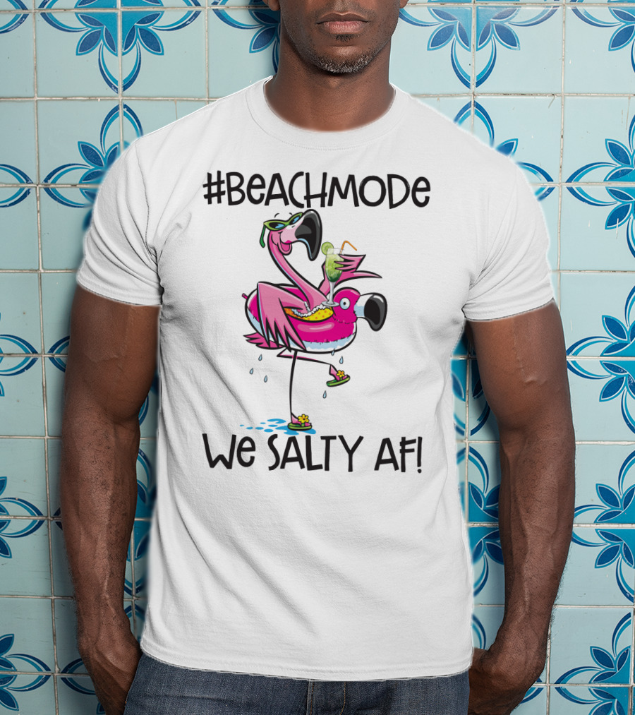 BeachMode We Salty AF Flamingo Summer Vacation T-Shirt