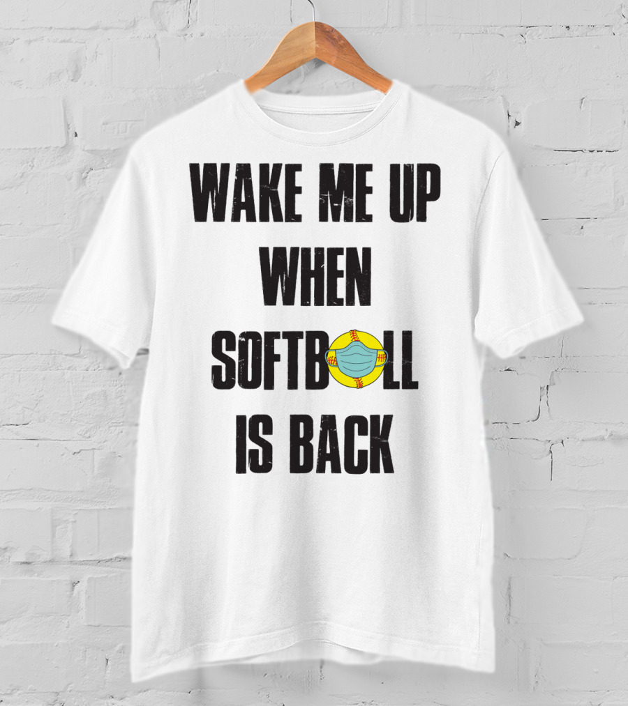 Wake Me Up When Softball Is Back Funny Softball Lover Masked Softball T-Shirt
