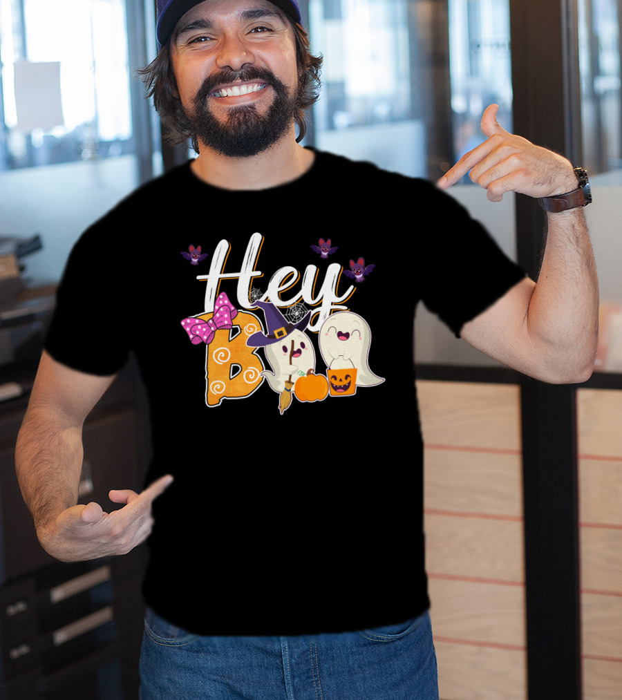 Hey Boo Ghosts With Pumpkins And Bats Simply Southern Halloween Collection T-Shirt