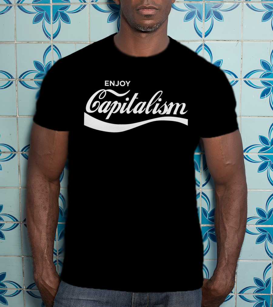 Enjoy Capitalism Coca-Cola Style Font T-Shirt