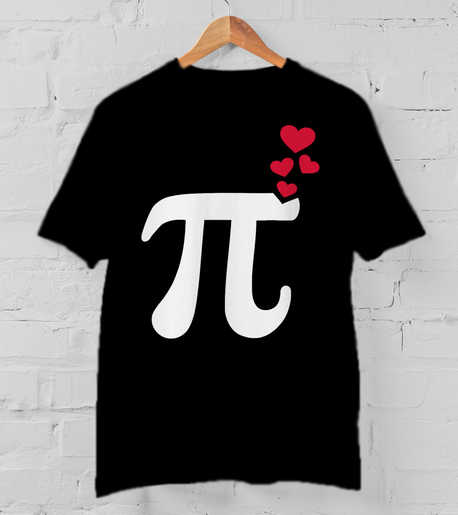 Pi Symbol With Red Hearts T-Shirt