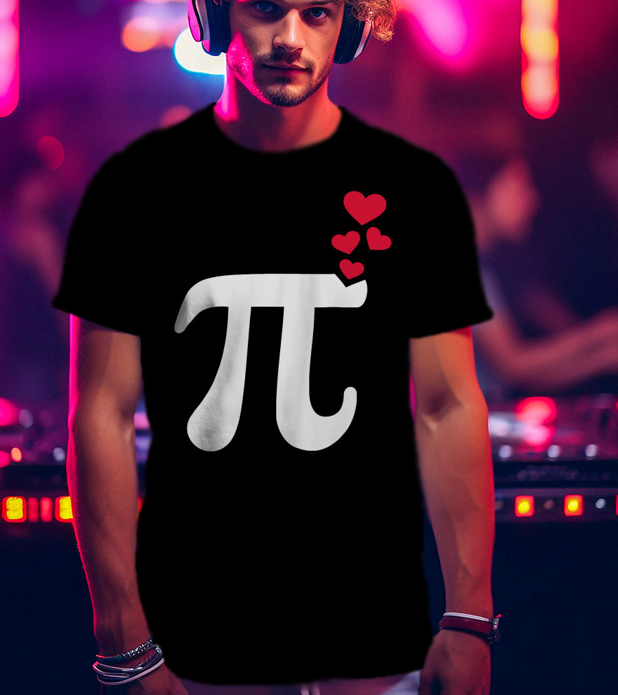 Pi Symbol With Red Hearts T-Shirt