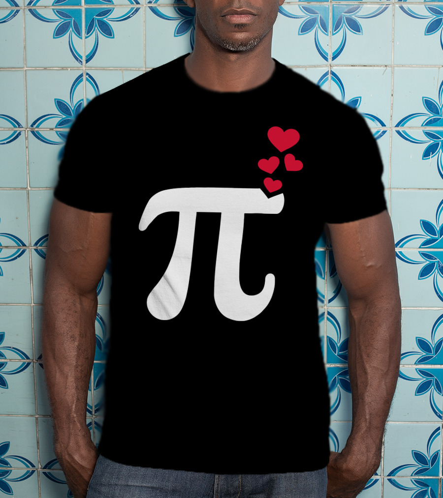 Pi Symbol With Red Hearts T-Shirt