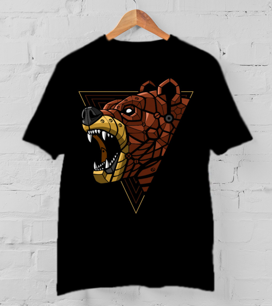 Cybernetic Geometric Roaring Bear Punk T-Shirt